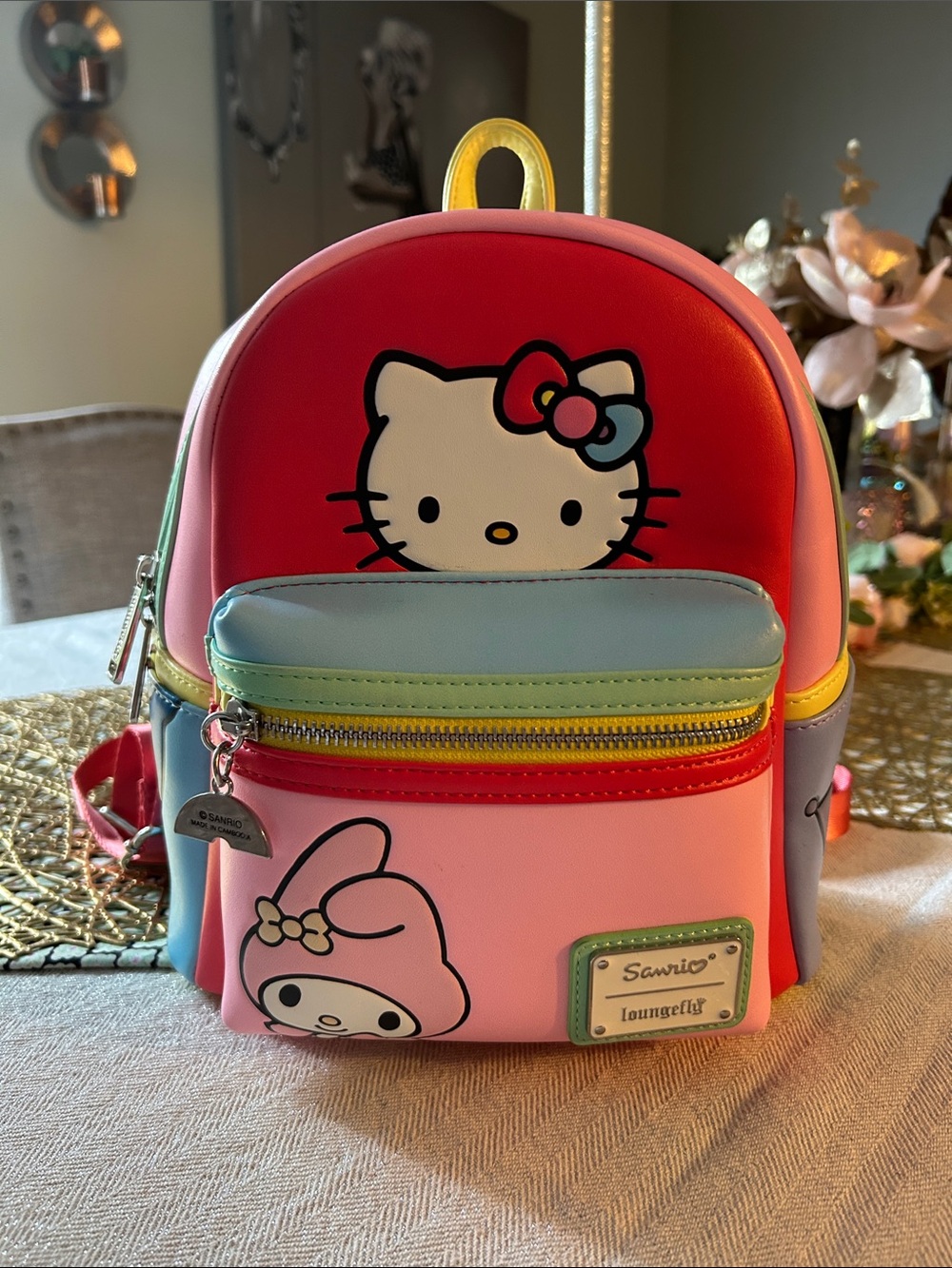 Sanrio Mini Backpack with Hello Kitty & My Melody - Red Pink Blue Yellow